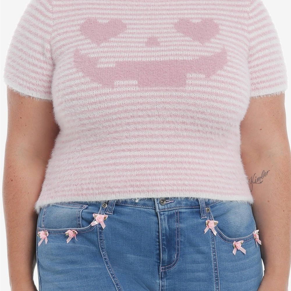 Hot Topic Sweet Society Pink Pumpkin Stripe Sweater Top Plus Size Halloween